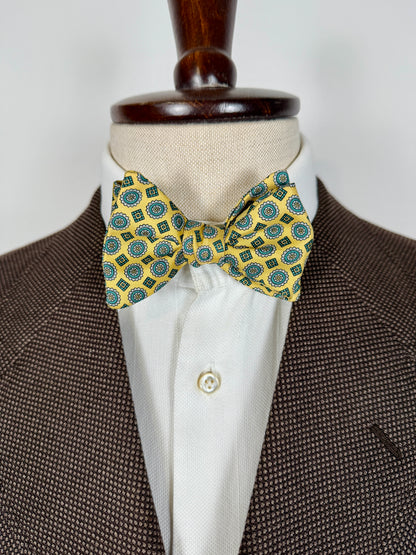 Papillon giallo micro fantasia verde e blu - collo >42