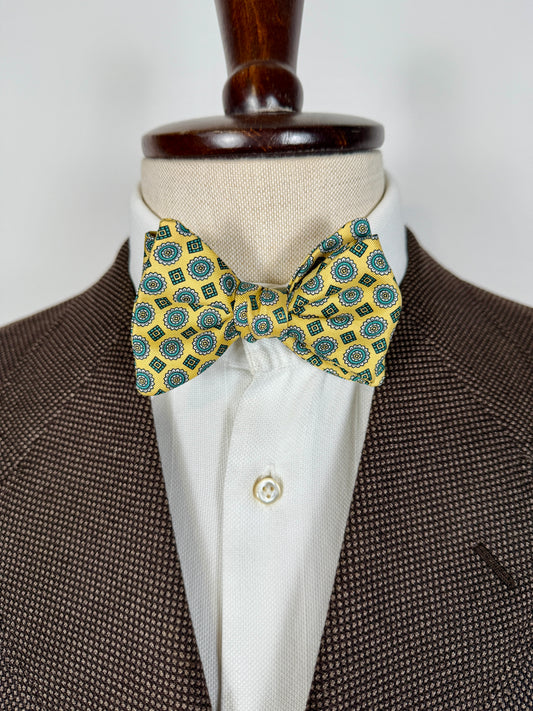 Papillon giallo micro fantasia verde e blu - collo >42