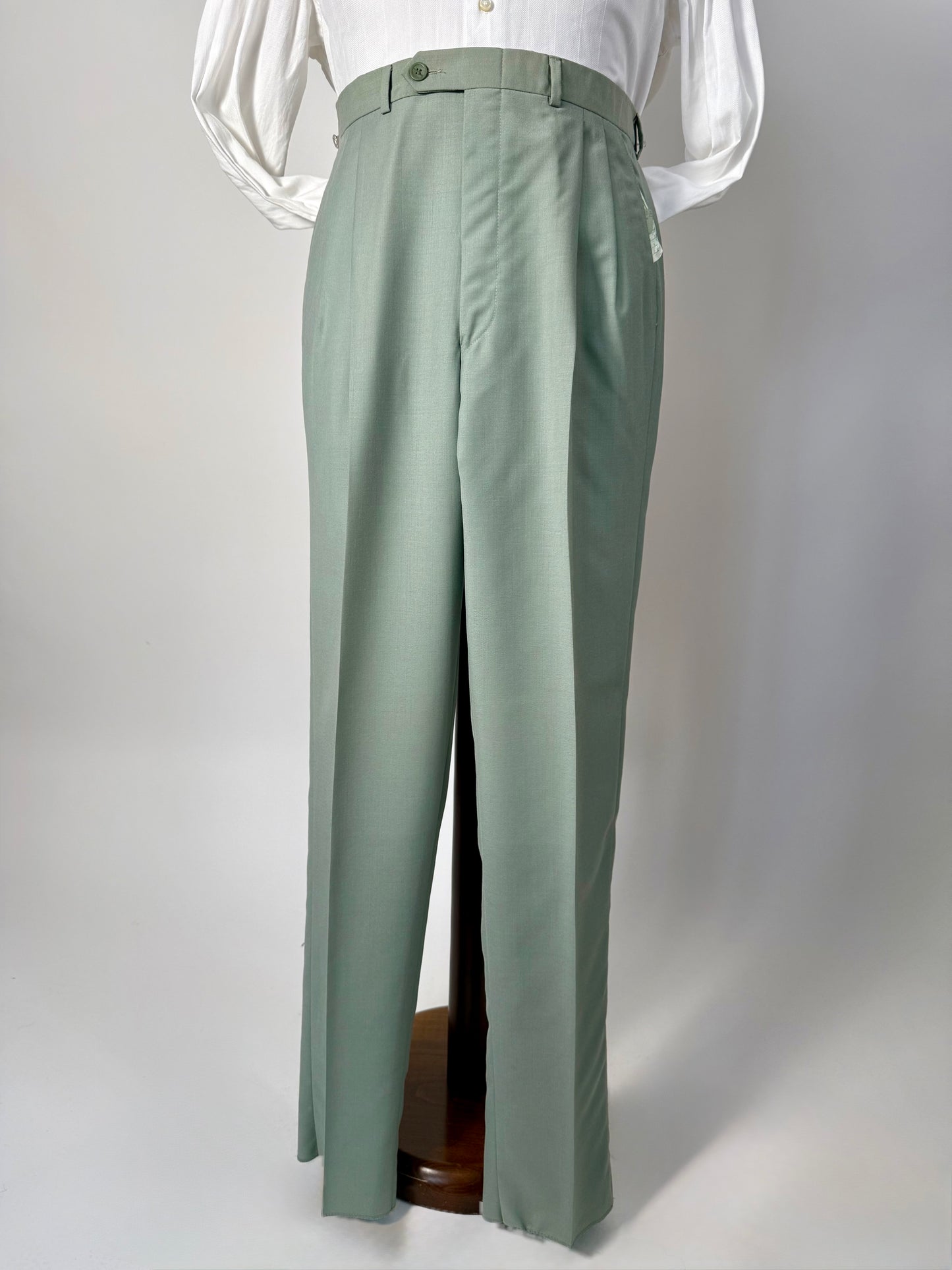 Pantaloni anni ‘80 fresco lana verde acqua - tg. 50/52