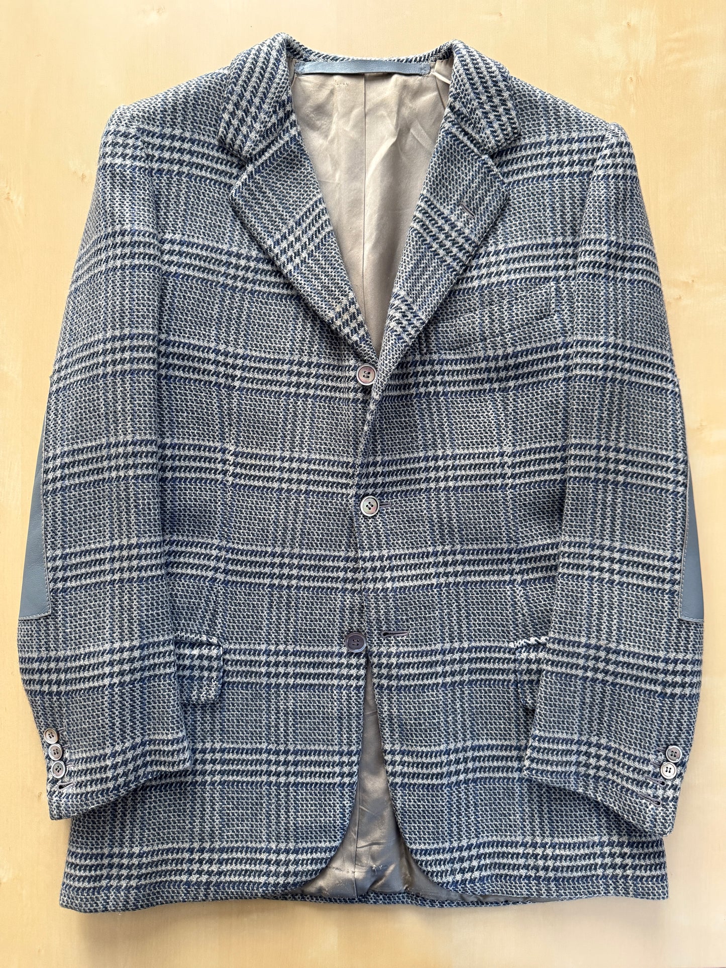 Giacca sportiva sartoriale anni ‘60 puro cashmere inserti in pelle - tg. 42