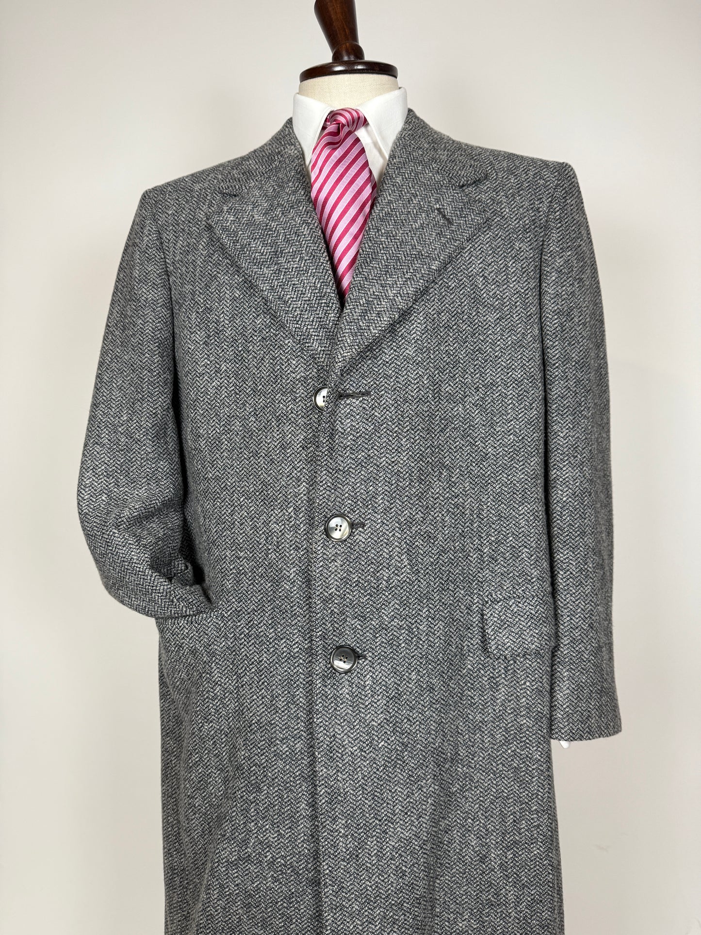 Cappotto anni ‘60/‘70 tweed spigato/chevron - tg. 52-54