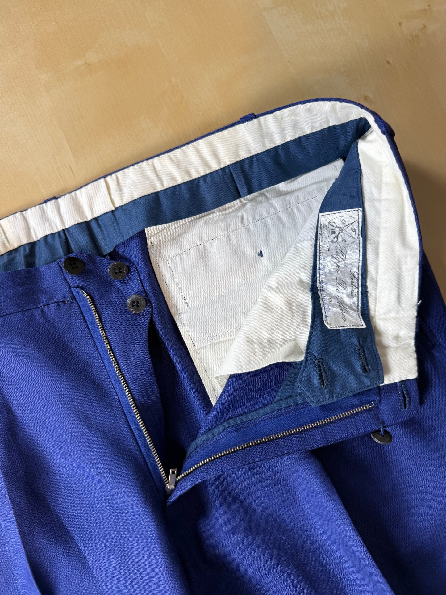 Completo sartoriale F. Di Marco lino irlandese blu (doppio pantalone) - tg. 52 corta