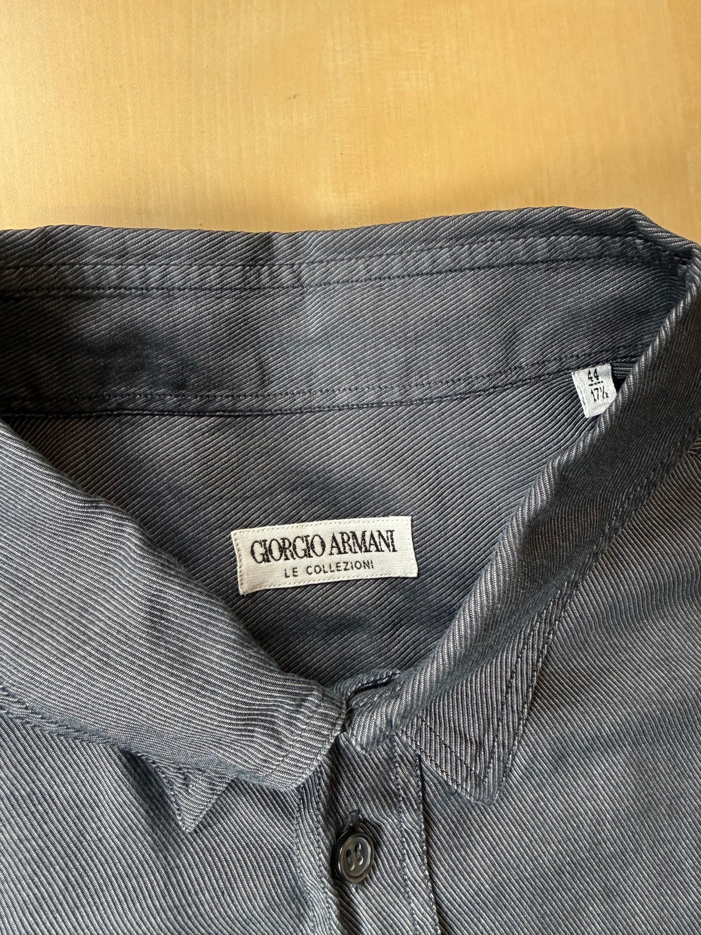 Camicia Armani Collezioni twill blu - L/XL collo 44