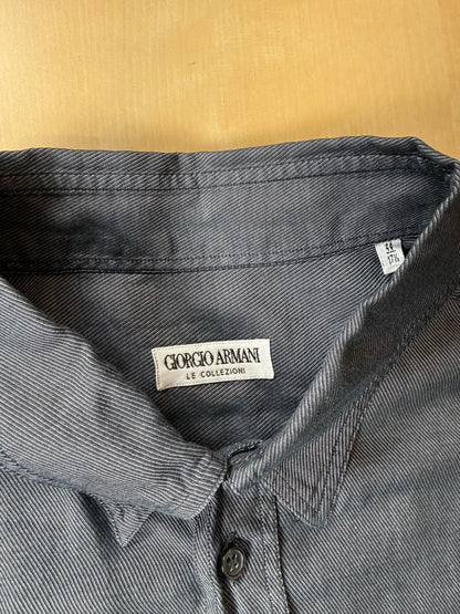 Camicia Armani Collezioni twill blu - L/XL collo 44