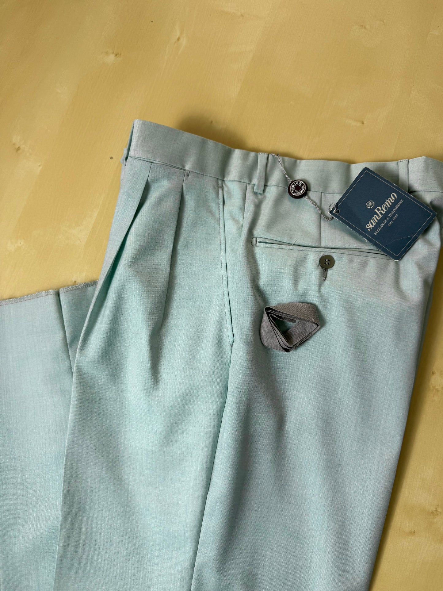 Pantaloni fresco lana turchese anni '80 (NOS) - tg. 48/50