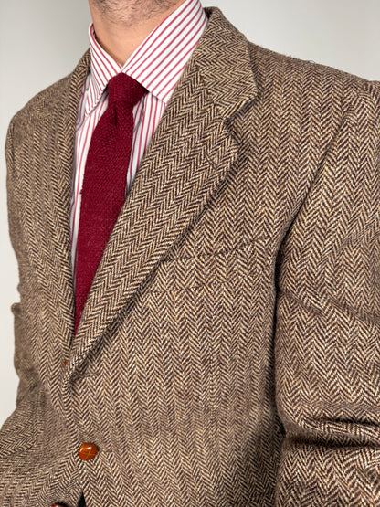 Giacca anni ‘90 in Harris Tweed marrone spigato - tg. 50