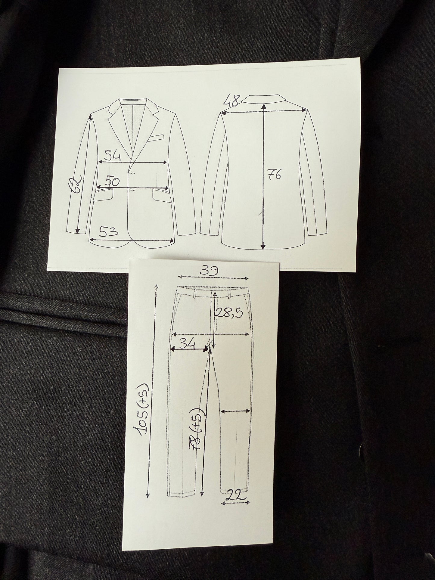 Completo 3 pezzi anni '90 in flanella grigio antracite - tg. 46/48