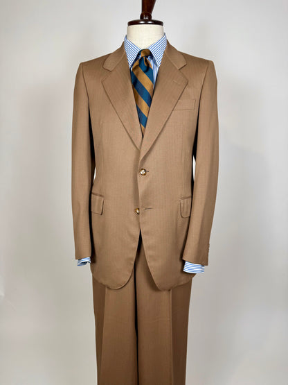 Completo Corneliani anni ‘70 lana pettinata marrone - tg. 48