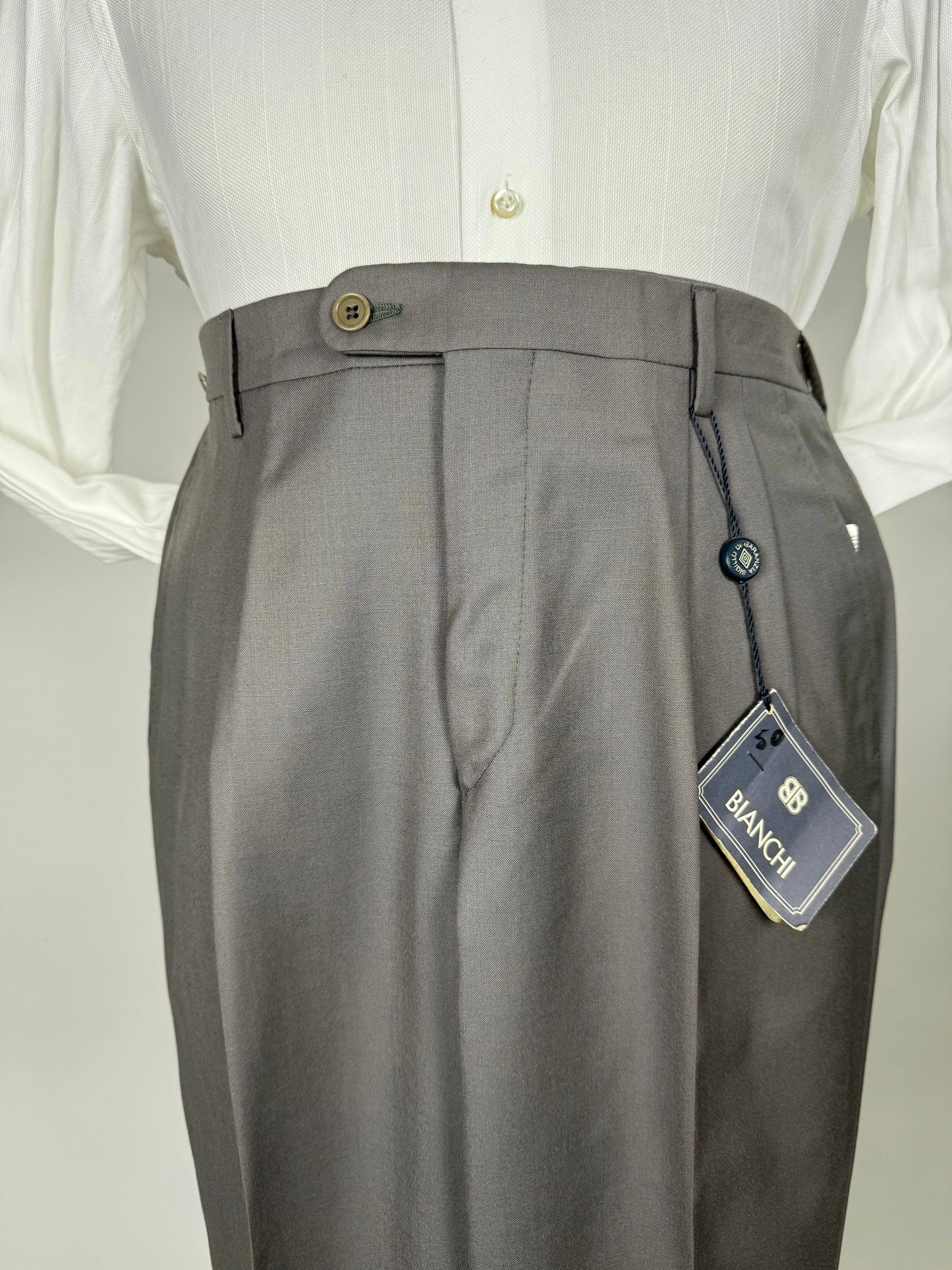 Pantaloni fresco lana grigio-verde petrolio anni ‘80 (NOS) - tg. 50