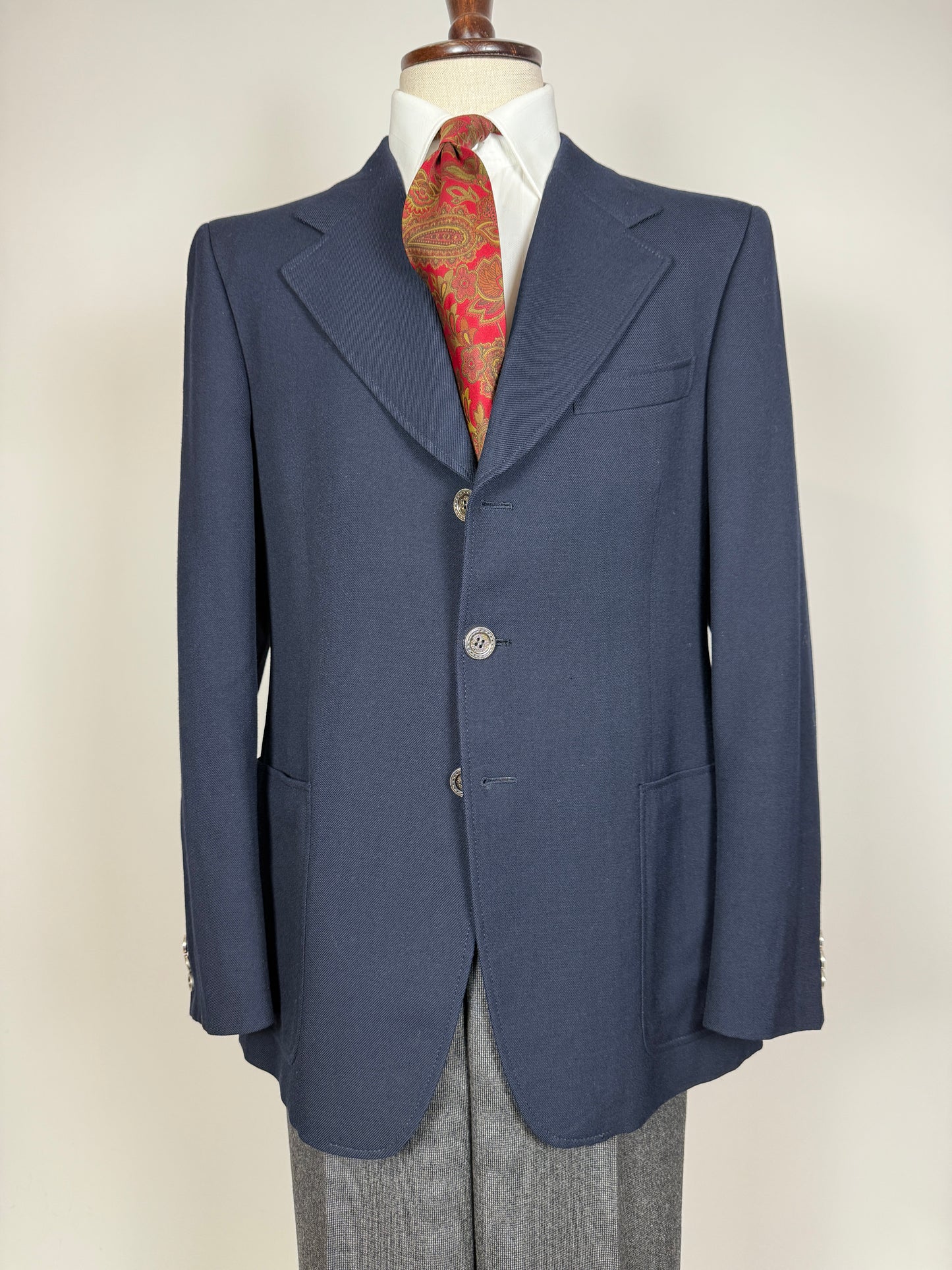 Blazer navy anni ‘60/‘70 in flanella - tg. 50
