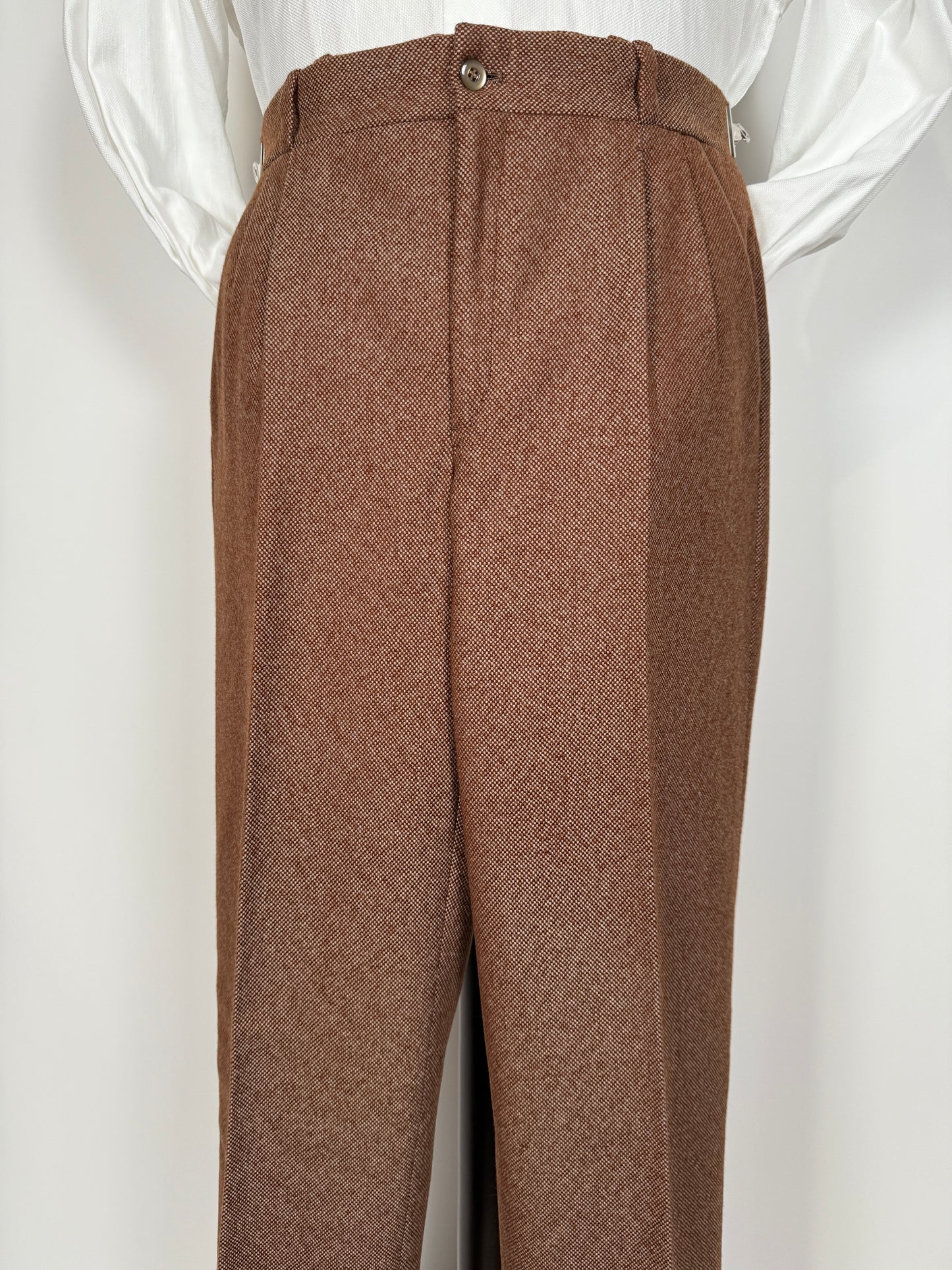 Pantalone sartoriale anni ‘70 in lana pesante rosso ruggine - tg. 44/46