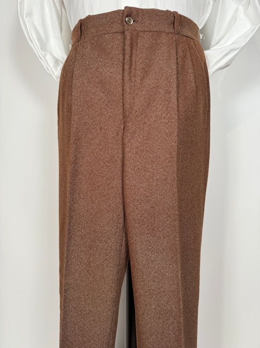 Pantalone sartoriale anni ‘70 in lana pesante rosso ruggine - tg. 44/46