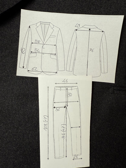Completo doppiopetto anni ‘70/‘80 flanella antracite - tg. 52