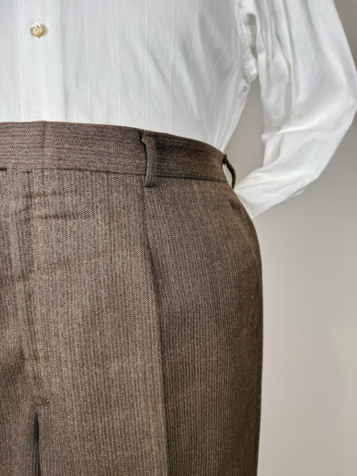 Completo 3 pezzi anni ‘70 marrone mélange - tg. 50/52 drop basso