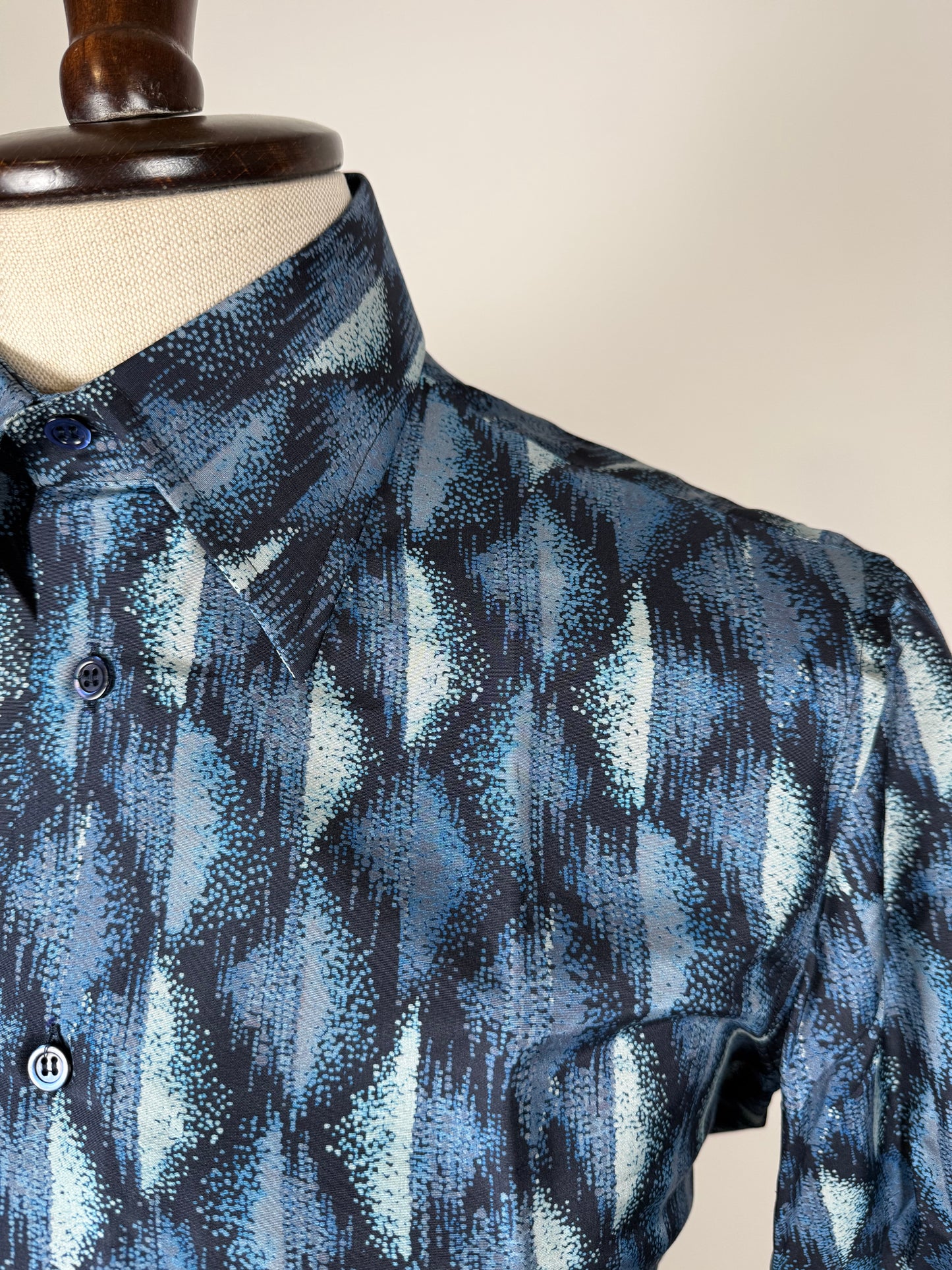 Camicia anni '70 optical in pura seta - S collo 40