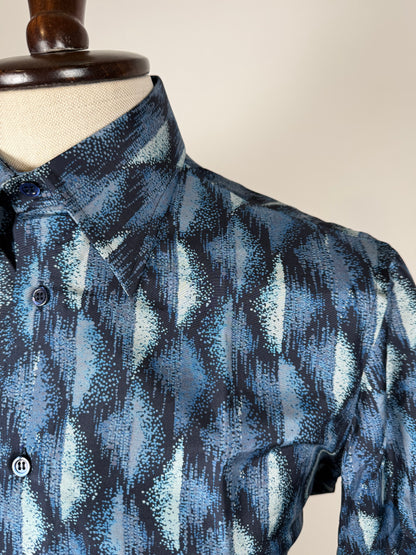 Camicia anni '70 optical in pura seta - S collo 40
