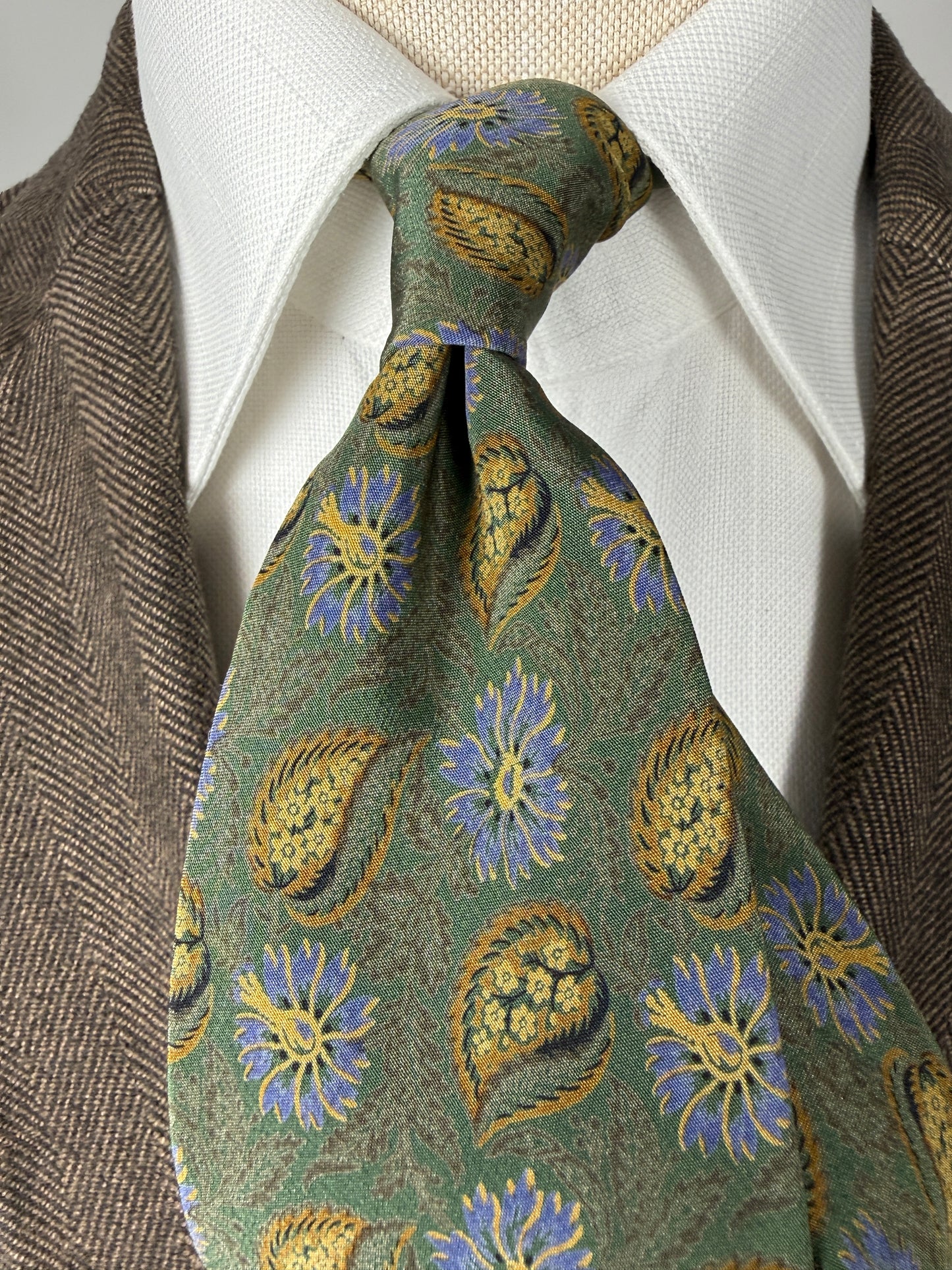 Cravatta Valentino crêpe verde fantasia floreale