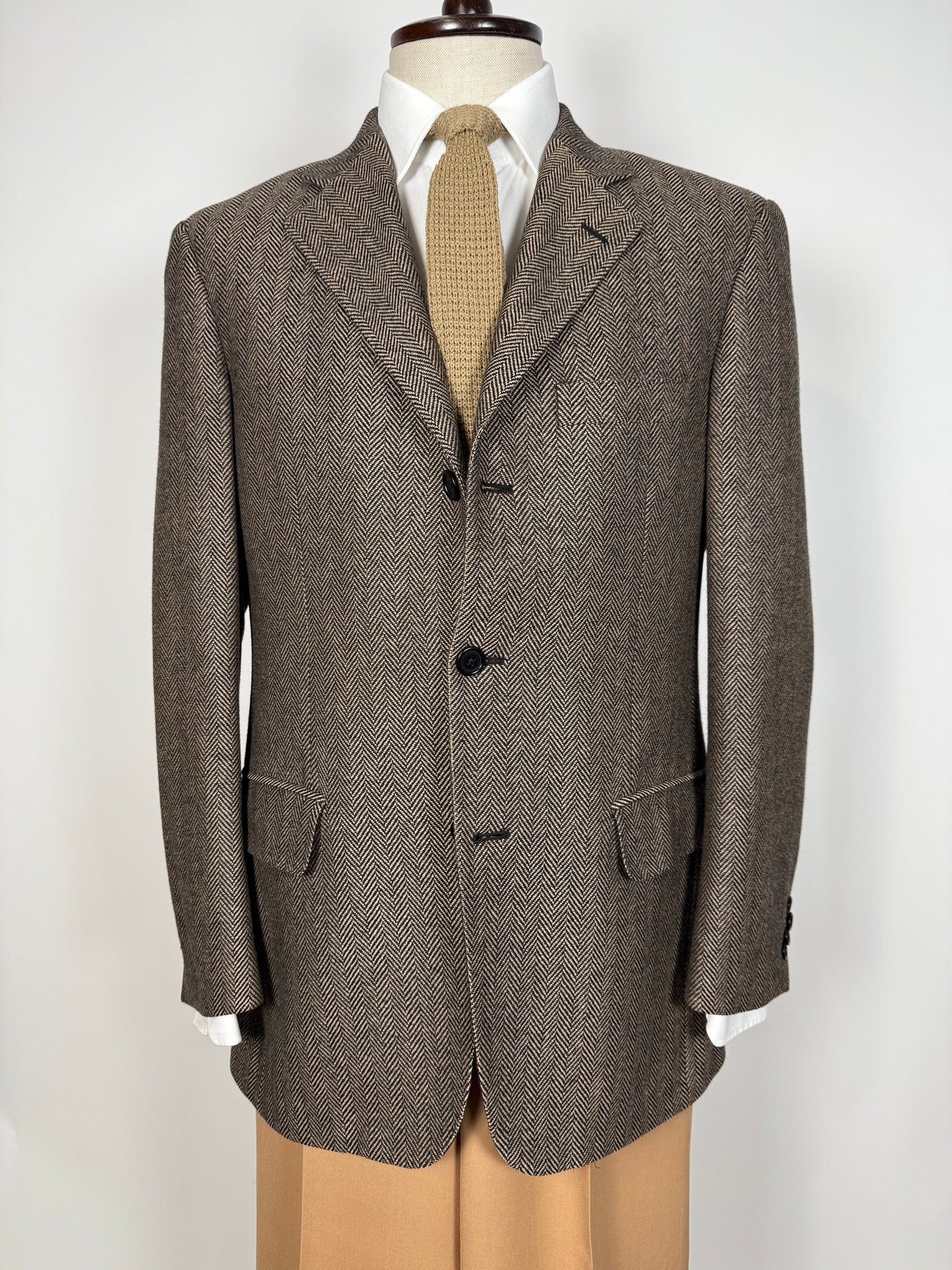 Giacca in puro cashmere marrone spigato - tg. 50