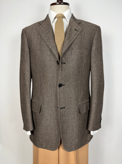 Giacca in puro cashmere marrone spigato - tg. 50