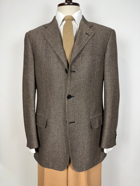 Giacca in puro cashmere marrone spigato - tg. 50