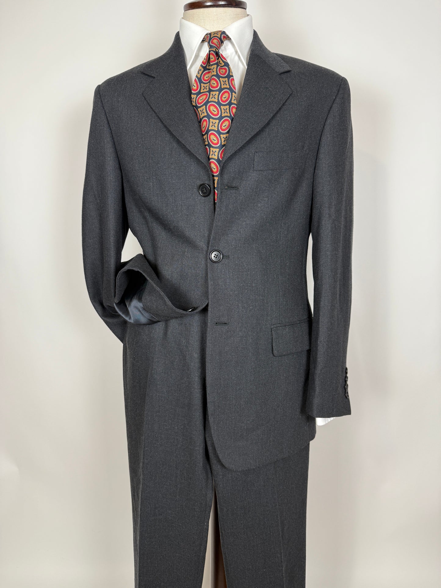 Completo Missoni anni ‘90 in flanella grigio antracite - tg. 48/50