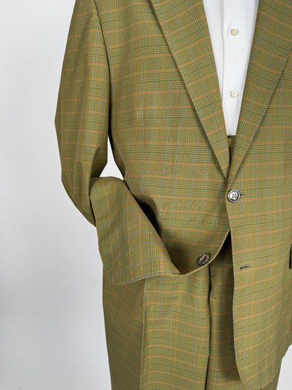 Completo anni ‘80 verde a quadri in cotone sfoderato - tg. 50