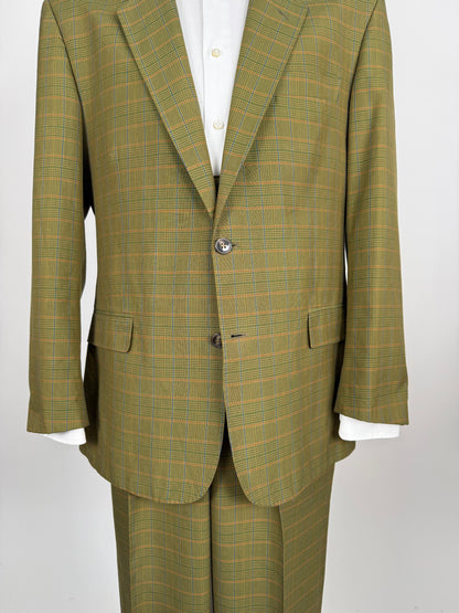 Completo anni ‘80 verde a quadri in cotone sfoderato - tg. 50