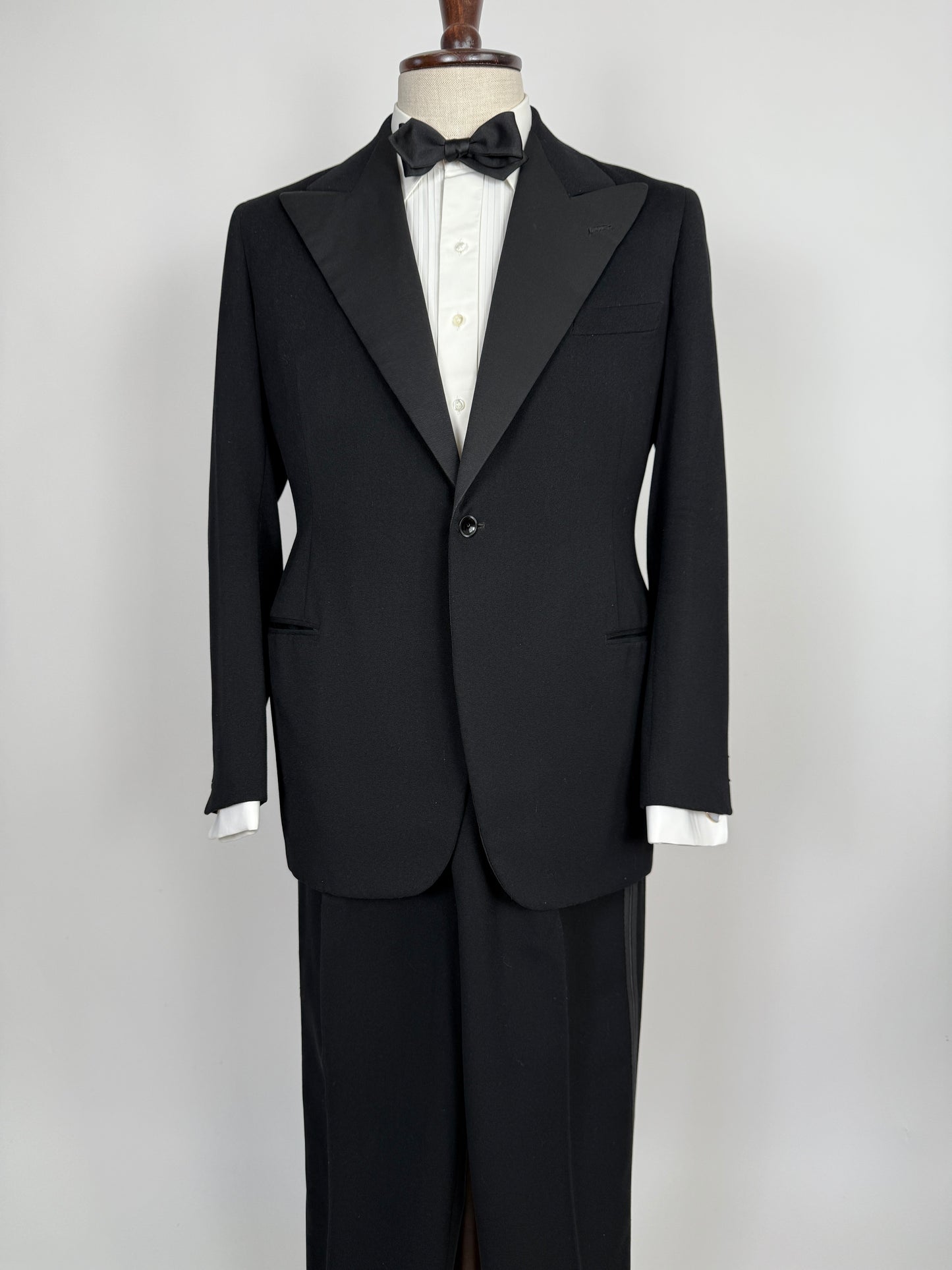 Smoking sartoriale anni ‘40/‘50 monopetto revers a lancia - tg. 46/48