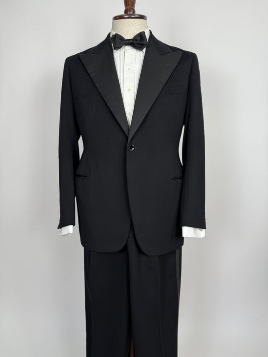 Smoking sartoriale anni ‘40/‘50 monopetto revers a lancia - tg. 46/48