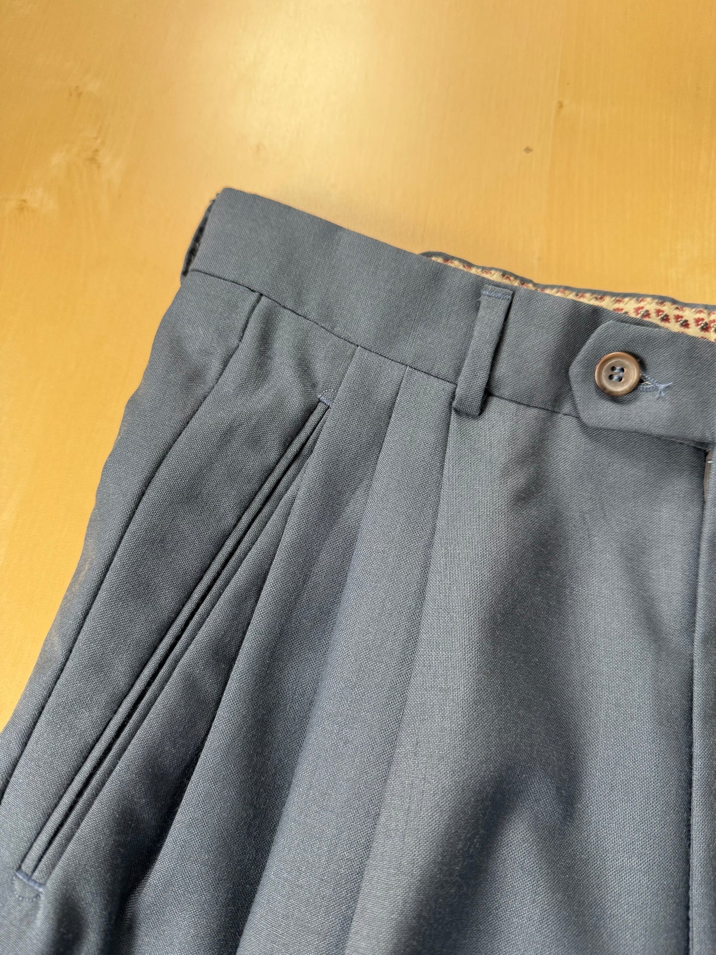 Pantaloni fresco lana verde petrolio anni '80 (NOS) 3 pinces - tg. 46