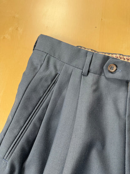 Pantaloni fresco lana verde petrolio anni '80 (NOS) 3 pinces - tg. 46