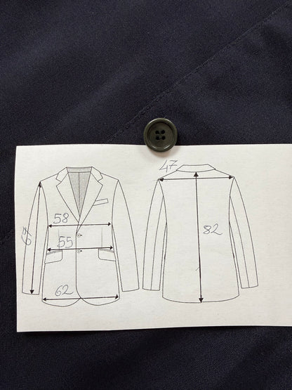 Giacca sartoriale anni '70 fresco lana blu - tg. 52 lunga