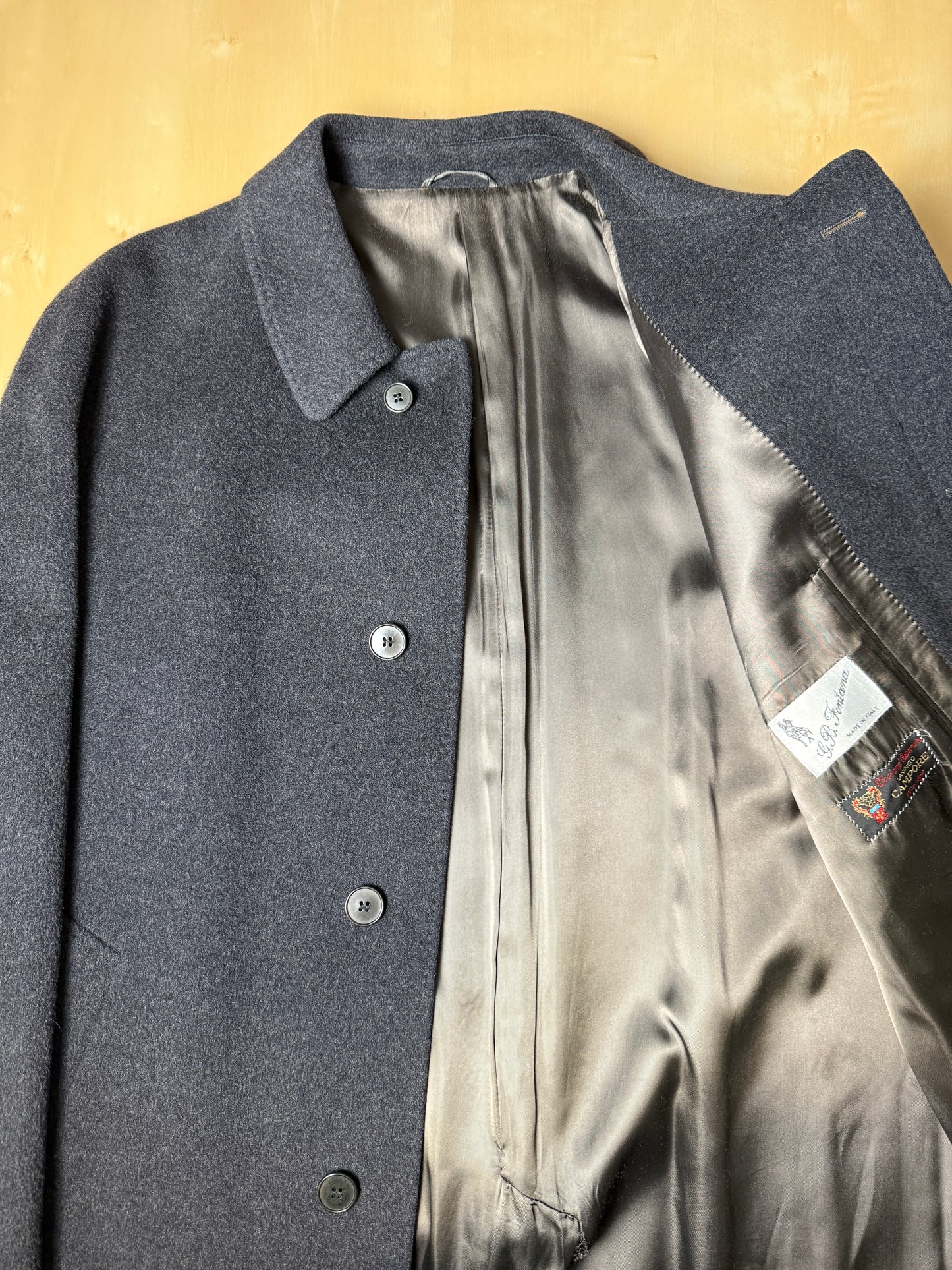 Cappotto raglan in panno lana e cashmere grigio fumo - tg. 54-58