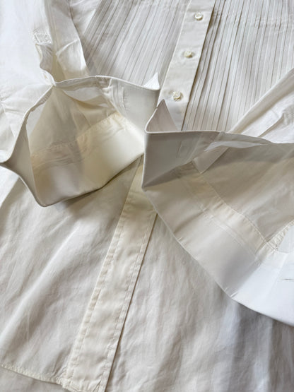 Camicia da smoking anni ‘70/‘80 con sparato plissettato - M collo 40