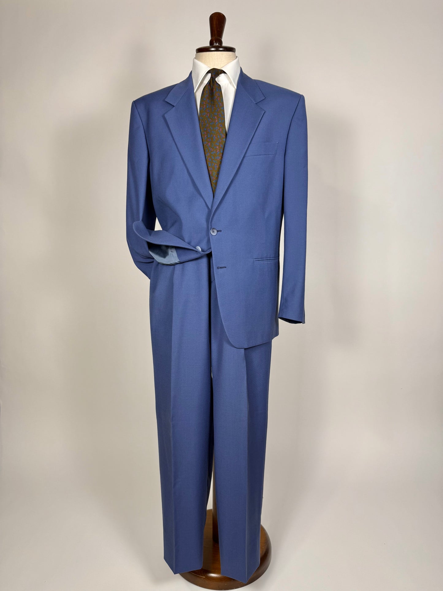 Completo anni '80 fresco lana bluette - tg. 52, pantaloni 48