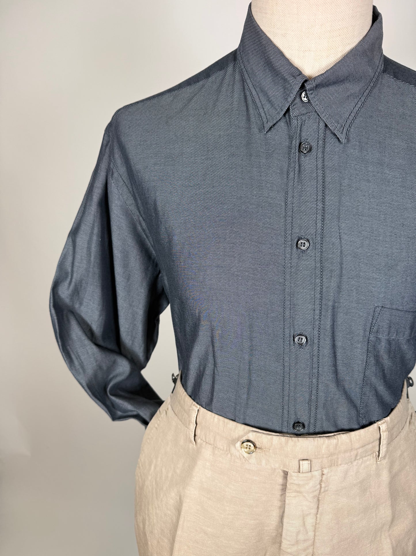 Camicia Armani Collezioni twill blu - L/XL collo 44