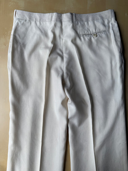 Completo anni '70 su misura in pura seta shantung bianco avorio - tg. 50