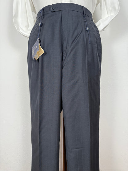 Pantalone in fresco lana blu gessato (NOS) - tg. 48