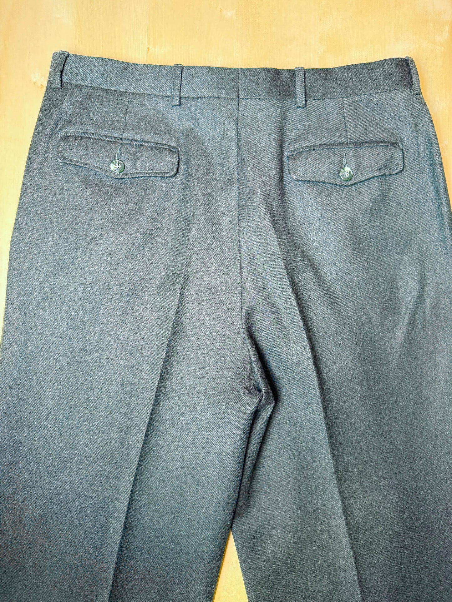 Pantaloni Yves Saint Laurent anni ‘80 in flanella verde scuro - tg. 50