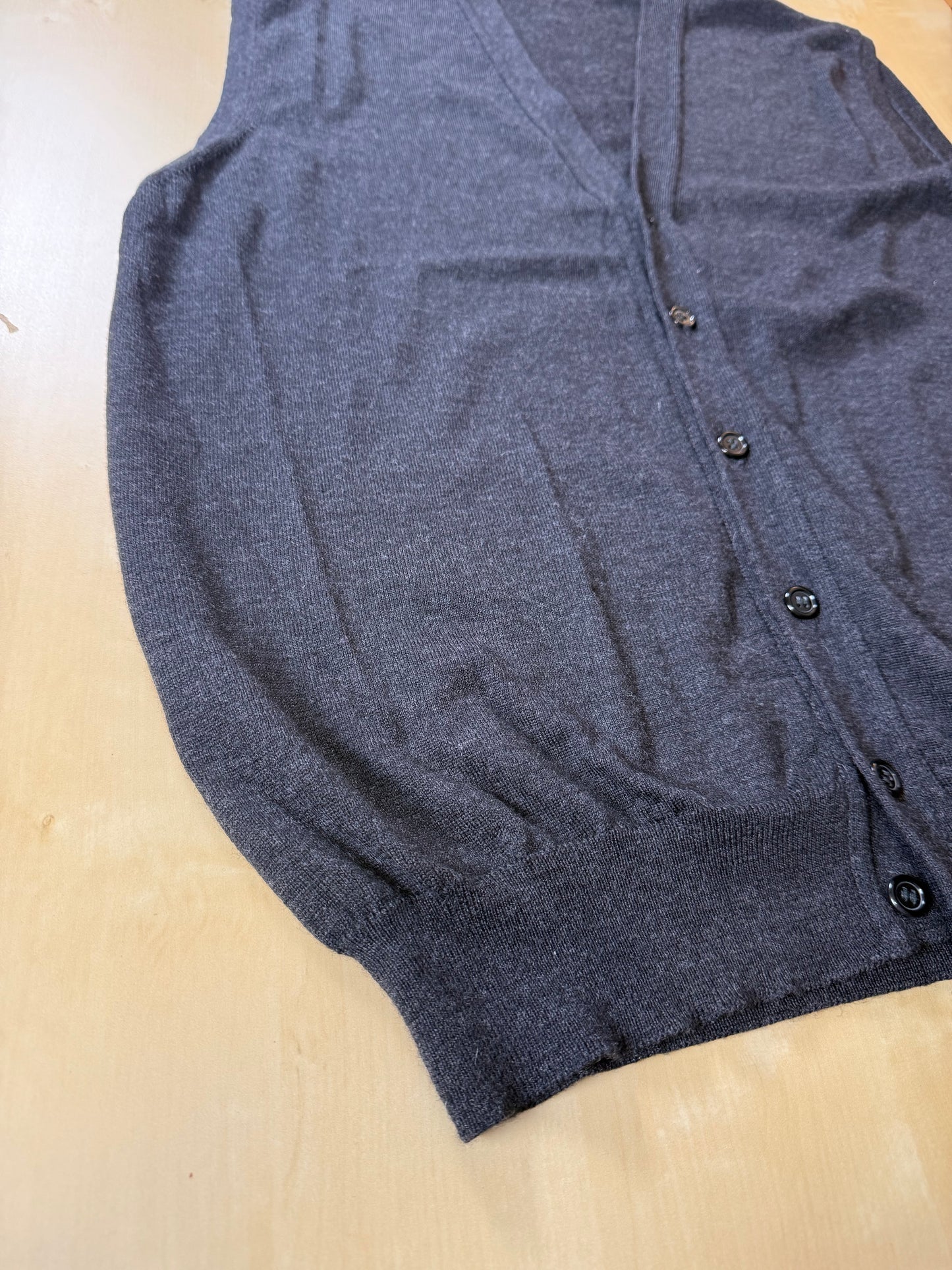Gilet cardigan antracite in pura lana merino - XL (54-56)