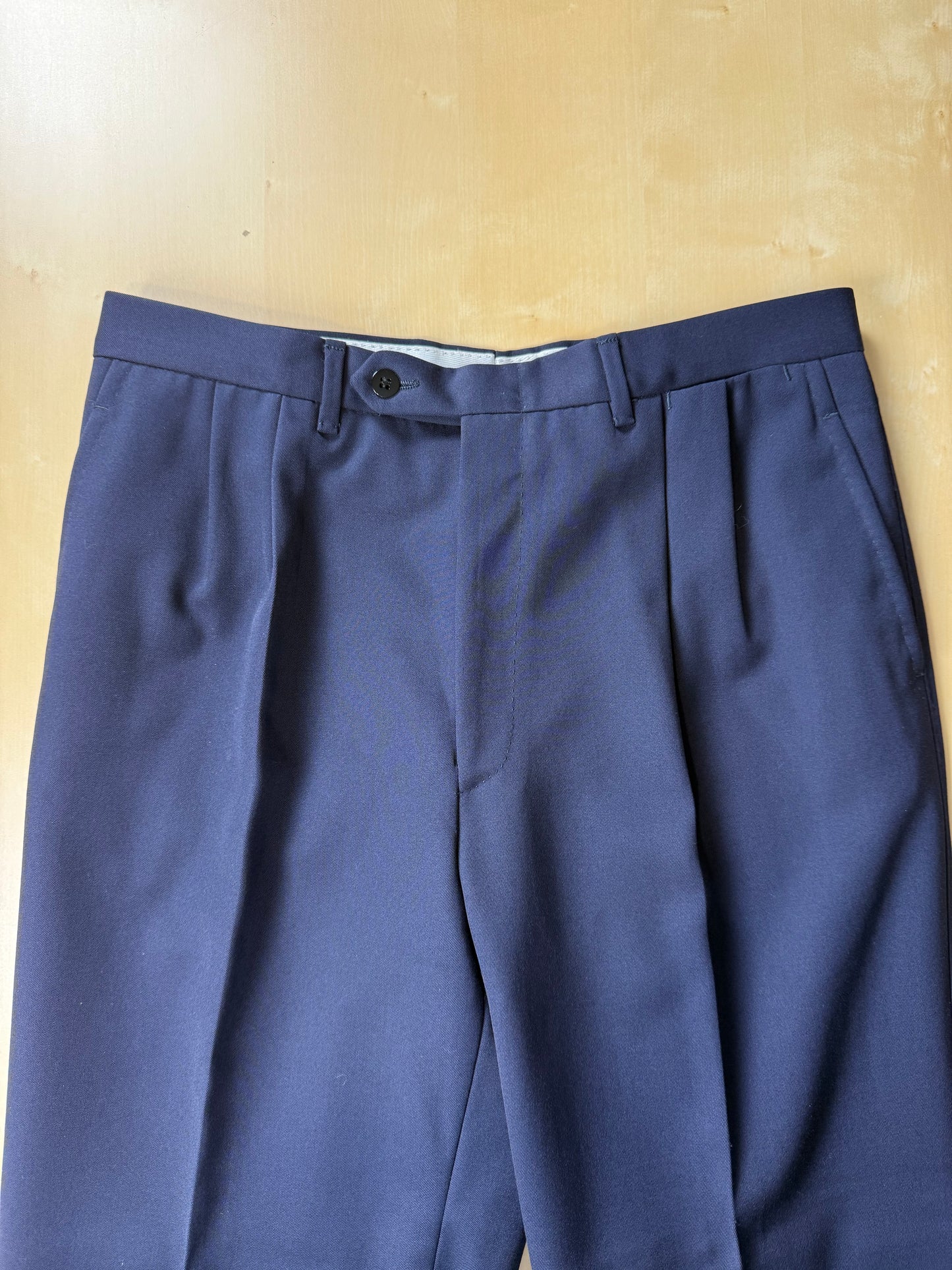 Completo doppiopetto anni '70/'80 twill lana pettinata blu - tg. 48