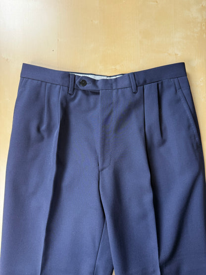 Completo doppiopetto anni '70/'80 twill lana pettinata blu - tg. 48