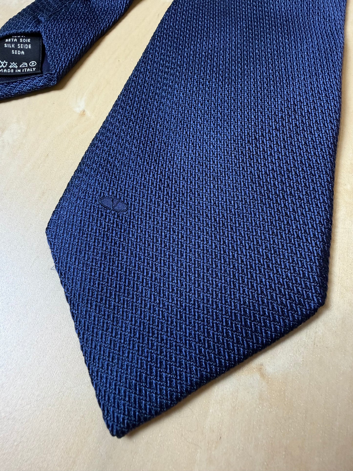 Cravatta Valentino grenadine blu tinta unita