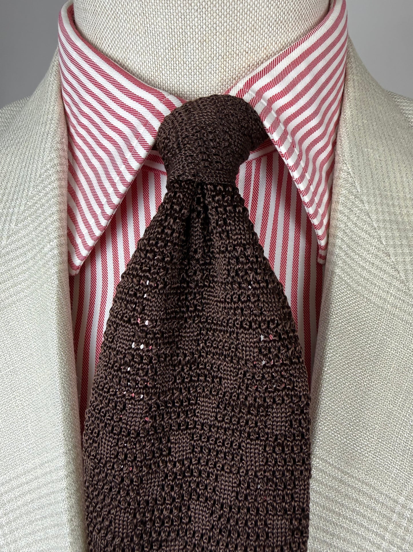 Cravatta tricot in seta marrone anni '70