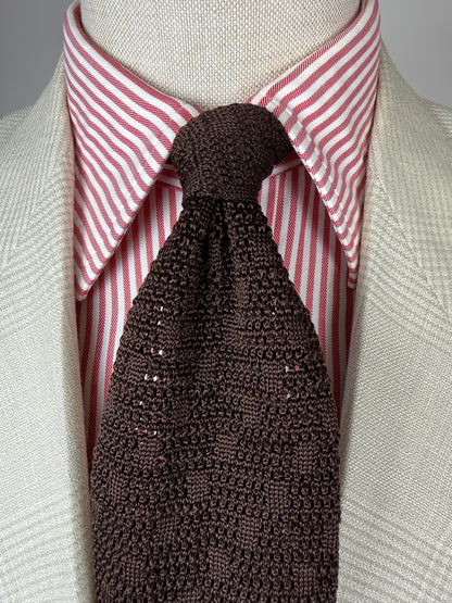 Cravatta tricot in seta marrone anni '70