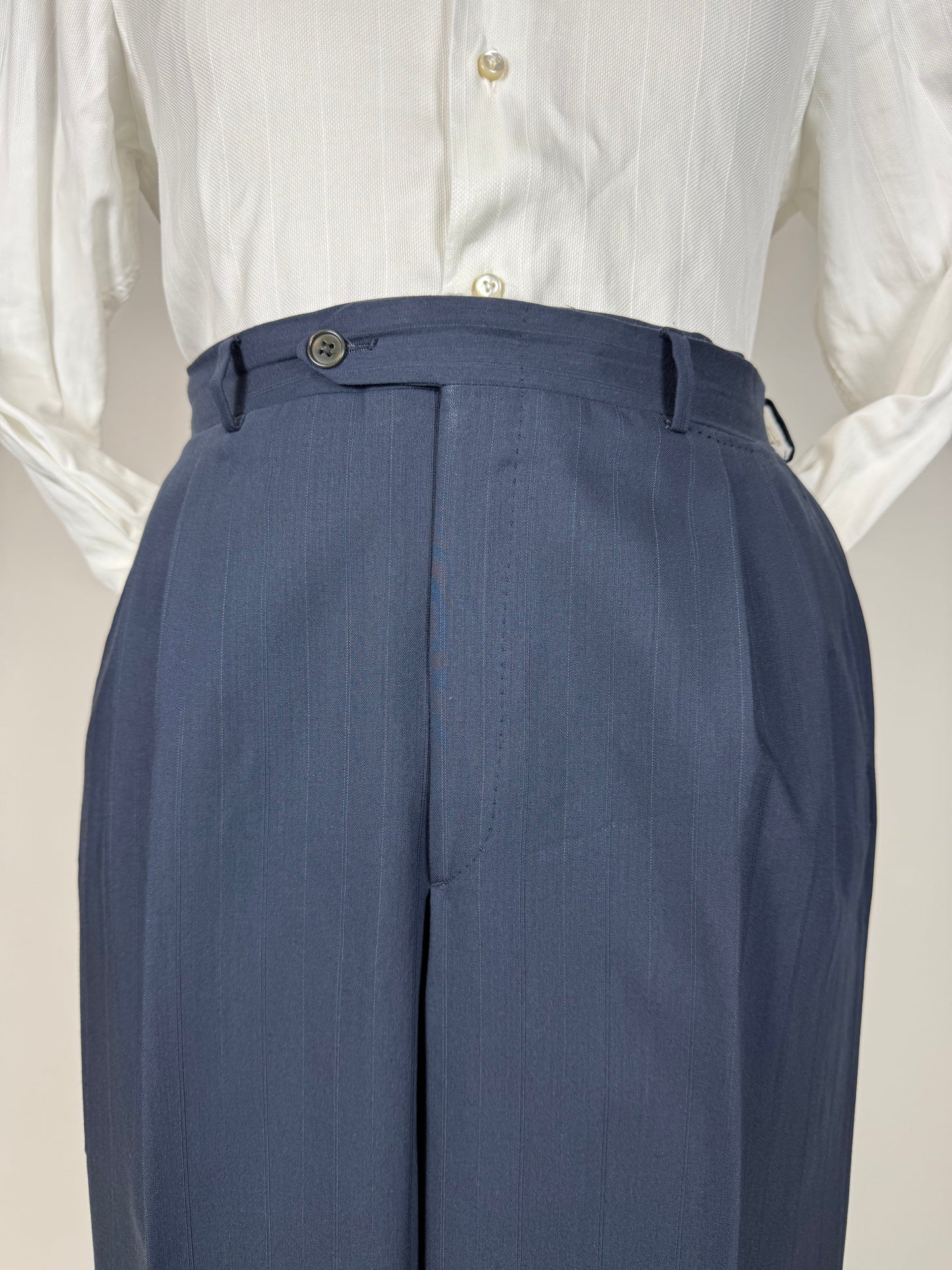 Completo anni '80 lana pettinata verde-blu petrolio - tg. 52