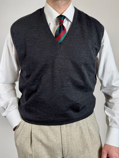 Gilet in pura lana merino grigio antracite - L (50-52)