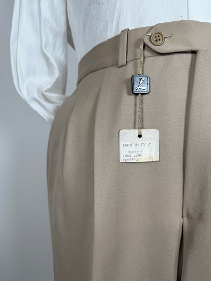 Pantaloni anni ‘80 twill pettinato beige (NOS) - tg. 52/54