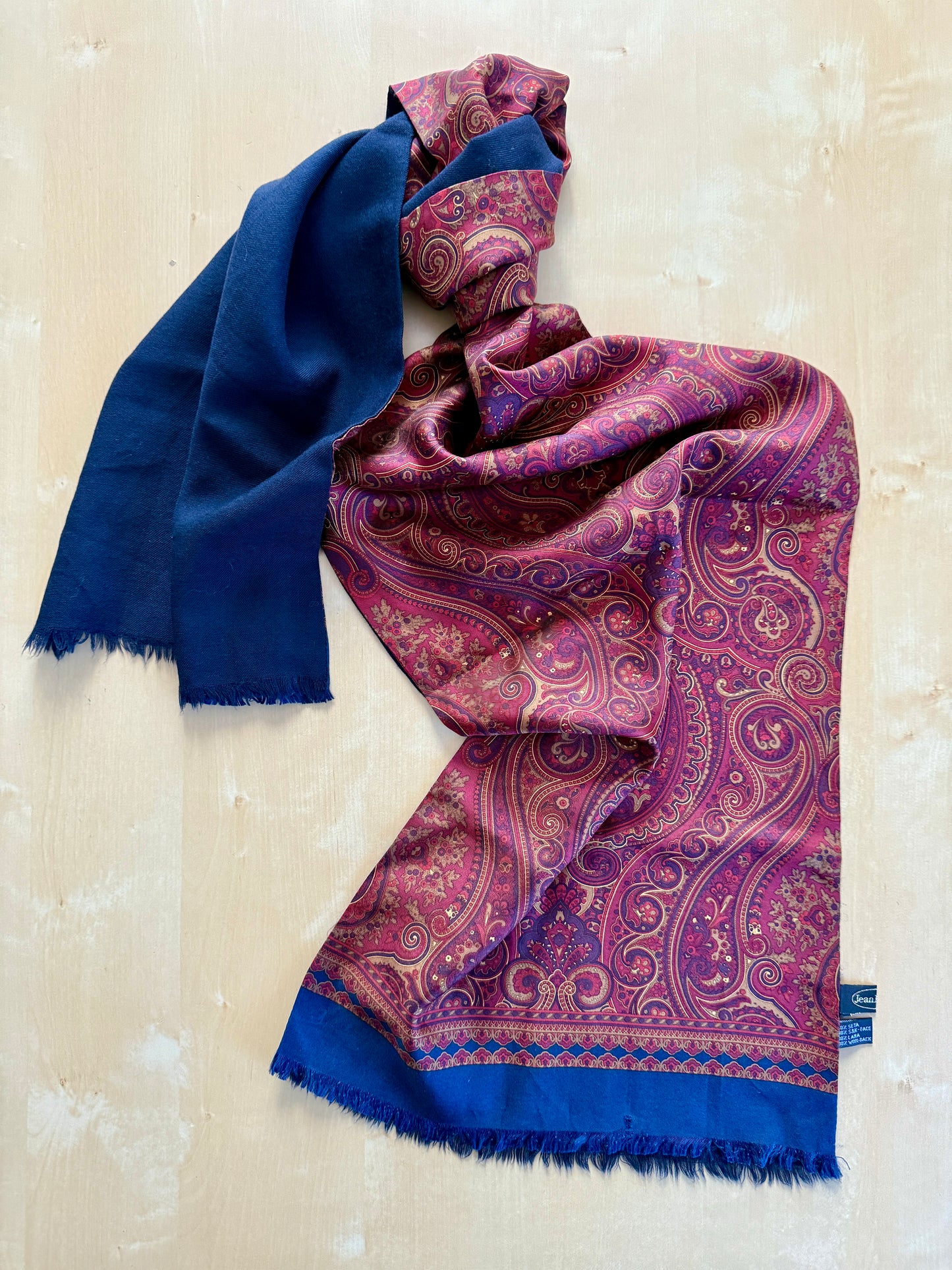 Sciarpa tubolare doppio tessuto seta paisley e lana