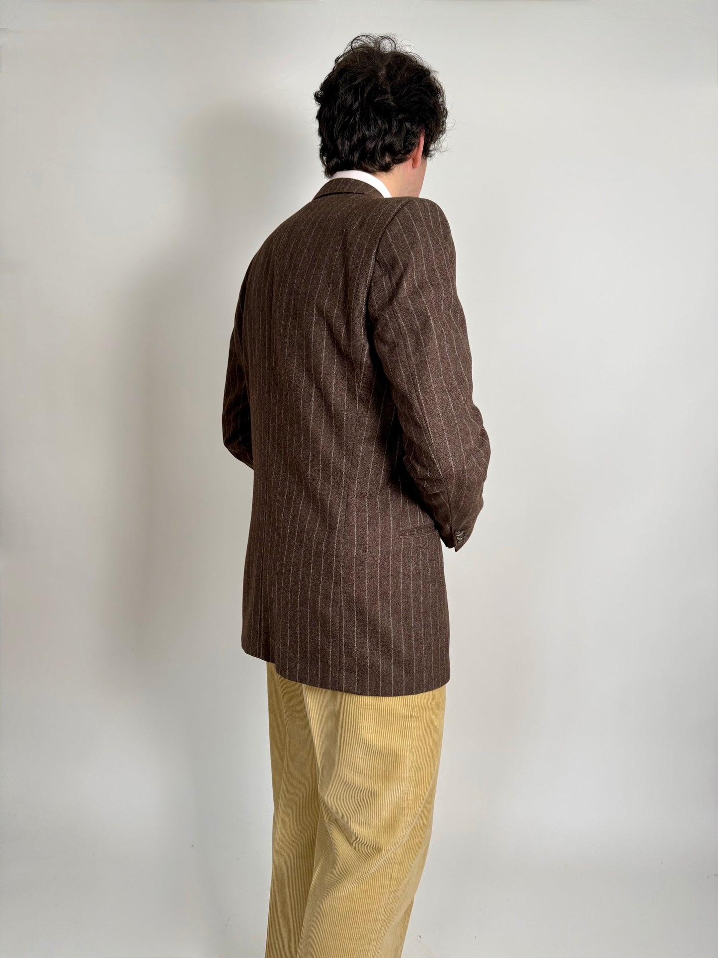 Giacca Ermenegildo Zegna anni ‘80 flanella marrone gessato - tg. 50